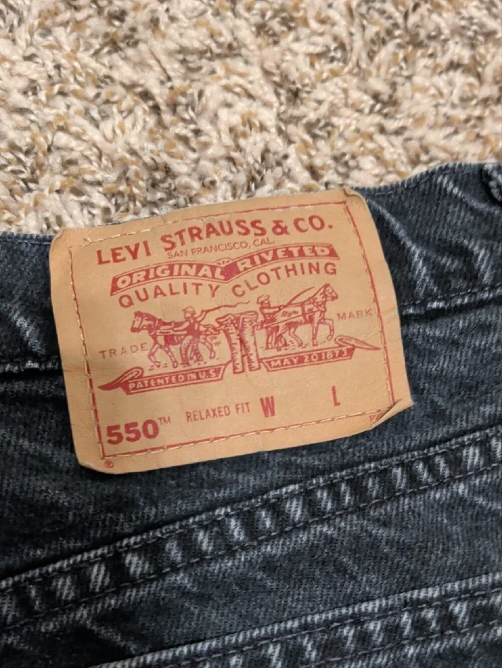 Levis 1994 vintage 550 relaxed fit black denim high rise long inseam shorts